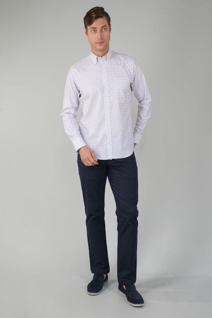 Bordo Kareli Regular Fit Erkek Pamuk Gömlek - 5