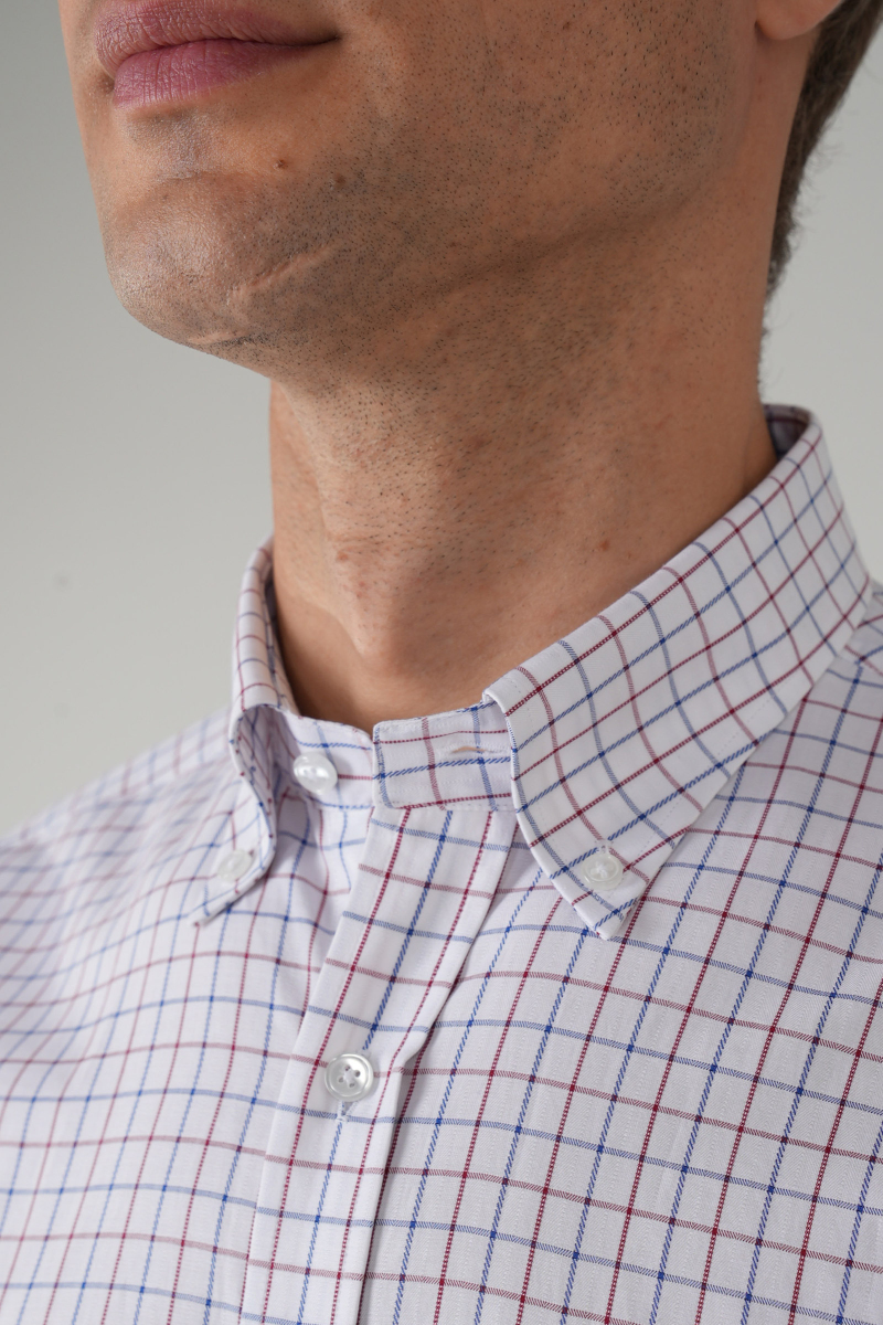 Bordo Kareli Regular Fit Erkek Pamuk Gömlek - 3