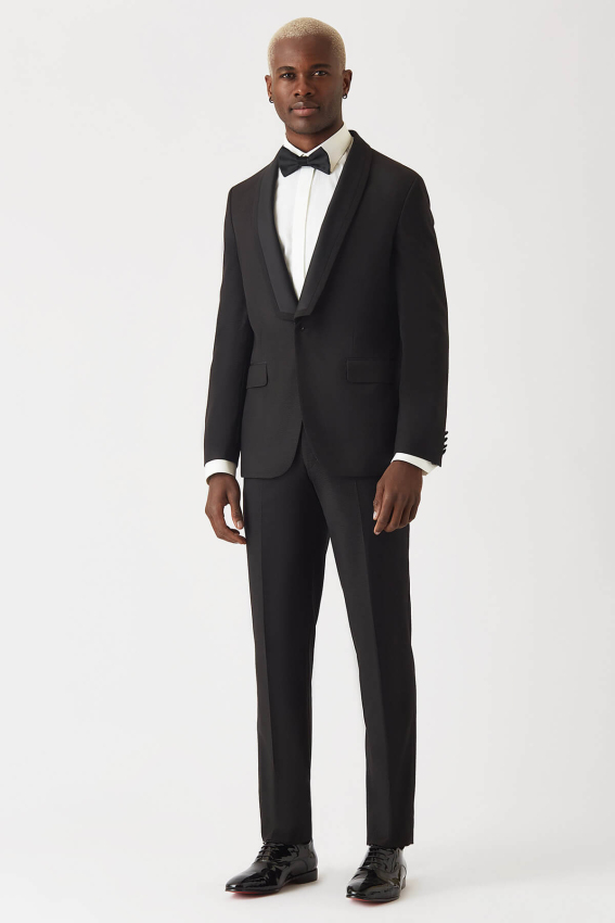 Slim Fit Siyah Erkek Smokin Takım - 4