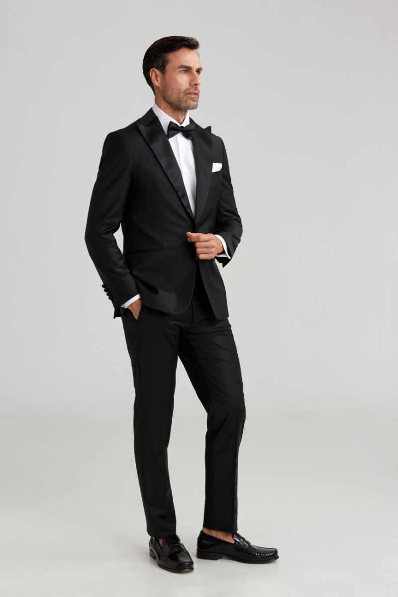 Çıkma Yaka Siyah Erkek Smokin Takım - 6