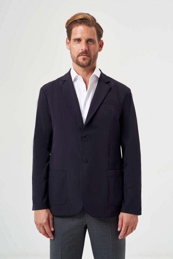Regular Fit Mono Yaka Lacivert Erkek Ceket - 1