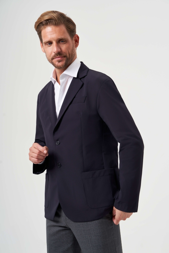 Regular Fit Mono Yaka Lacivert Erkek Ceket - 5