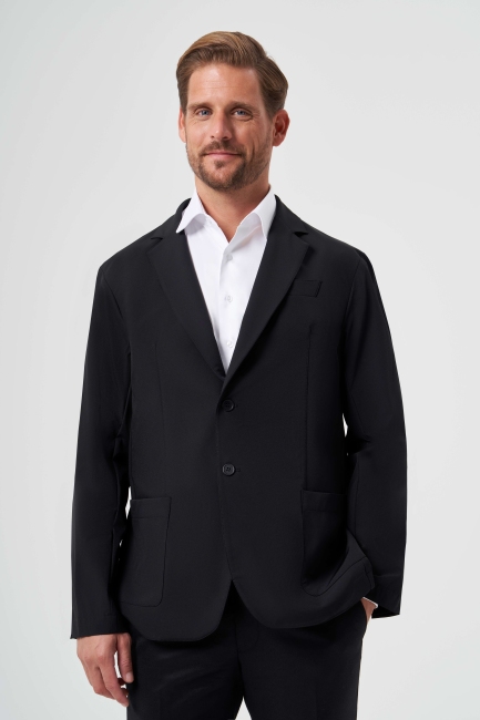 Regular Fit Mono Yaka Siyah Erkek Ceket - 5