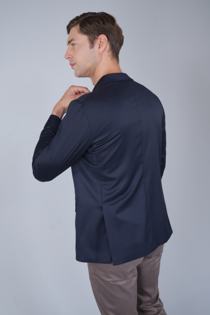 Comfort Fit Lacivert Mono Yaka Çift Yırtmaçlı 4 Drop Erkek Yün Ceket - 2