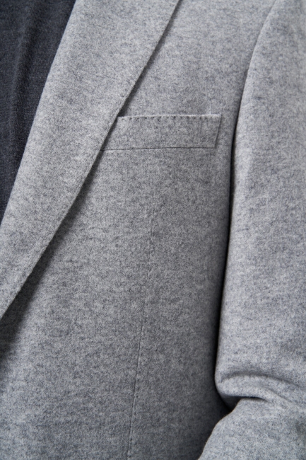 Comfort Fit Mono Yaka 6 Drop Gri Erkek Yün Ceket - 3