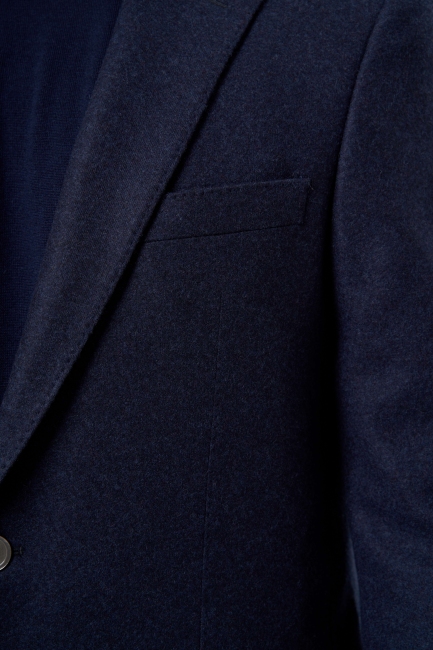 Comfort Fit Mono Yaka 6 Drop Lacivert Erkek Yün Ceket - 3