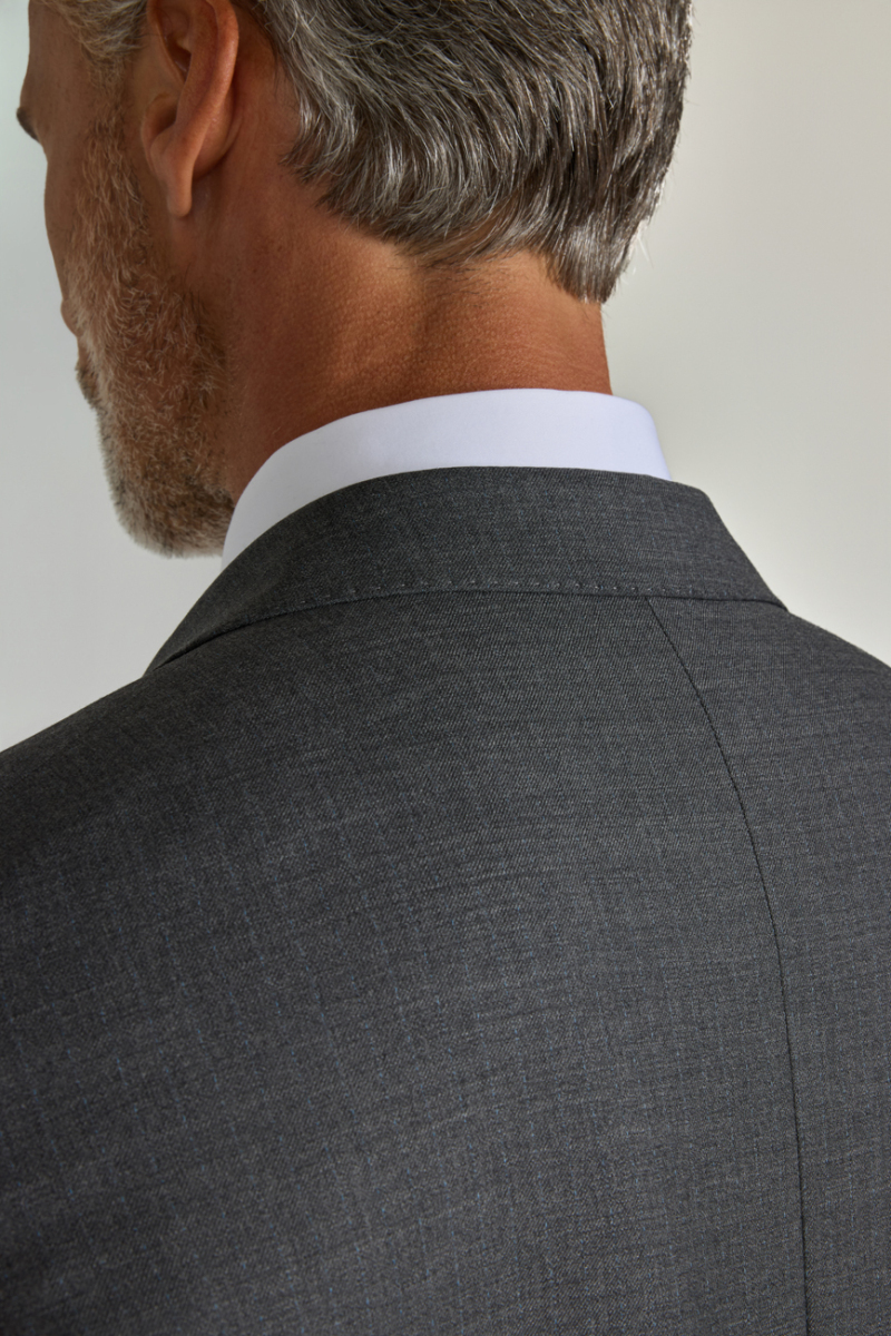 Gri Comfort Fit Mono Yaka Çift Yırtmaçlı Sedef Düğmeli 6 Drop Yün Takım Elbise - 5
