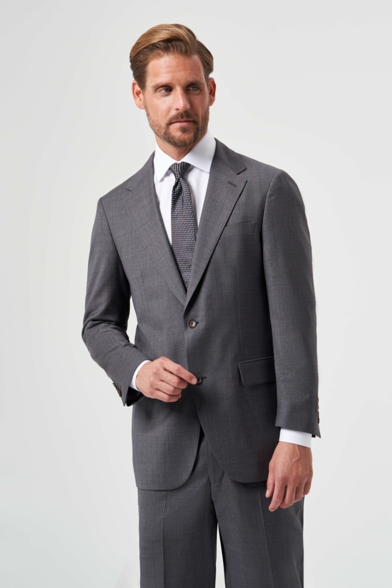 Comfort Fit Mono Yaka Drop 6 Antrasit Erkek Yün Takım Elbise - 5