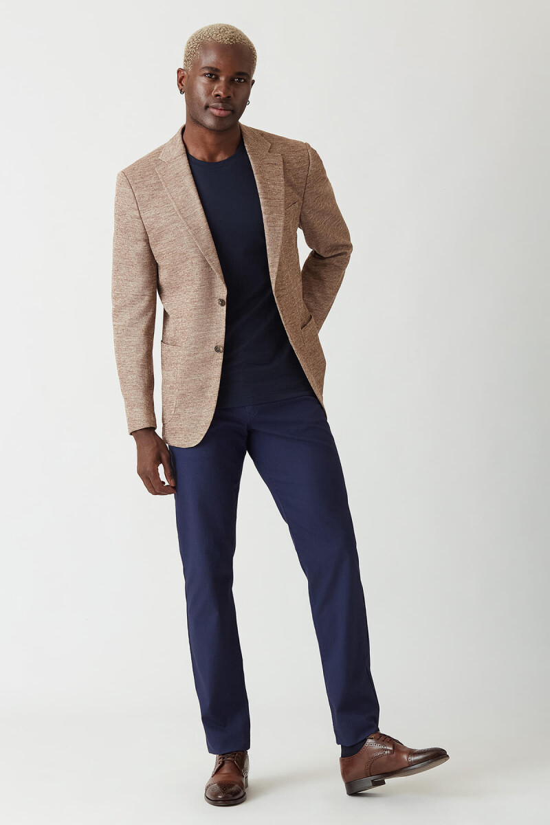 Erkek 2 Düğme Çift Yırtmaç Mono Yaka Ceket Bej - 5