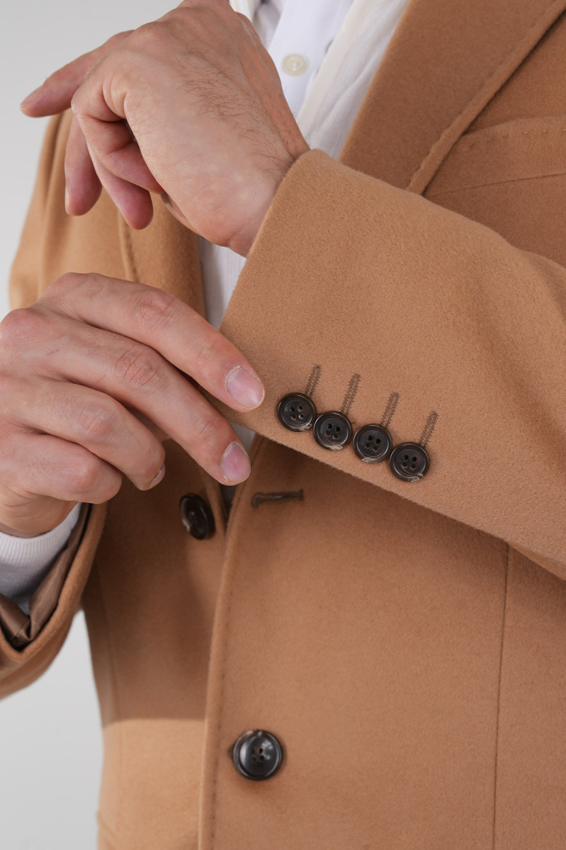 Erkek 3 Düğme Tek Yırtmaçlı Tam Astarlı Palto Camel - 4