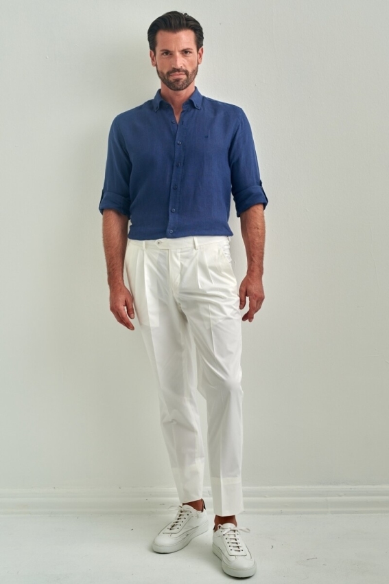 4 Cepli Gabardin Beyaz Spor Erkek Pantolon - 3