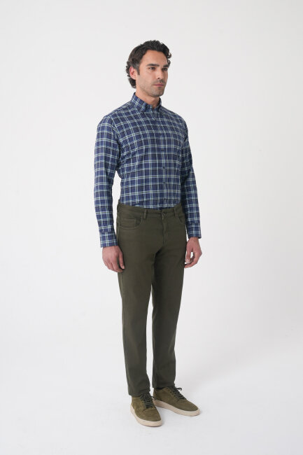 Erkek 5 Cepli Pamuk Haki Pantolon - 3