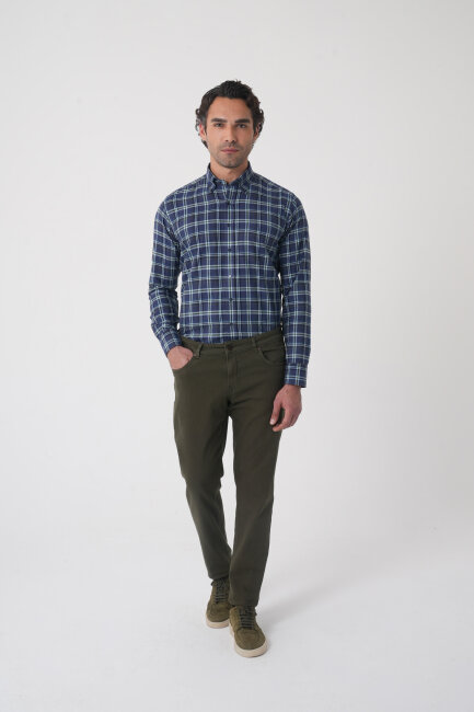 Erkek 5 Cepli Pamuk Haki Pantolon - 4