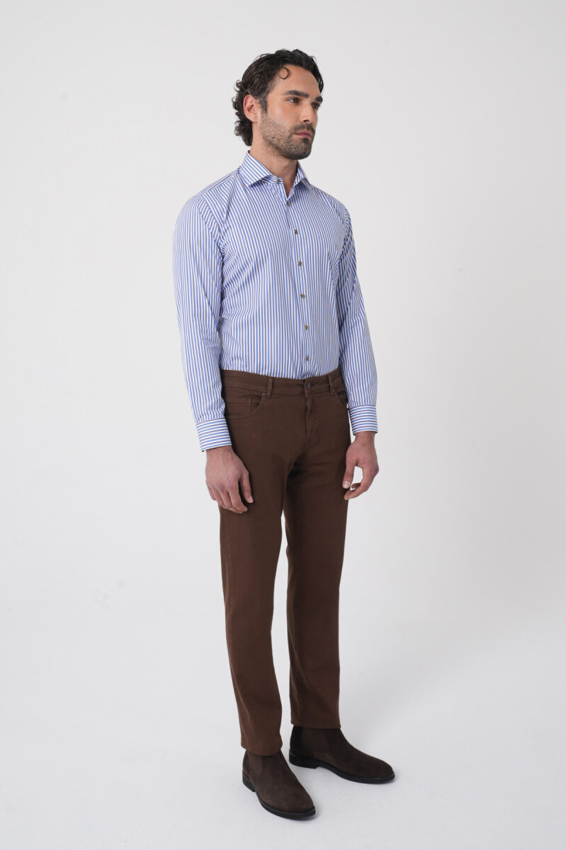 Erkek 5 Cepli Pamuk Kahverengi Pantolon - 2