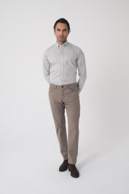 Erkek 5 Cepli Spor Pamuk Bej Pantolon - 4