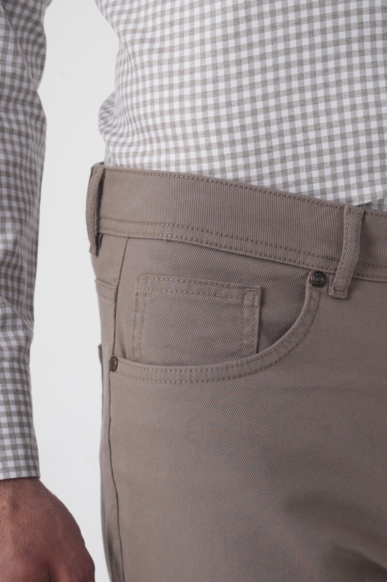 Erkek 5 Cepli Spor Pamuk Bej Pantolon - 5