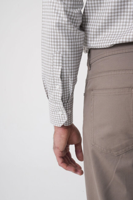 Erkek 5 Cepli Spor Pamuk Bej Pantolon - 6