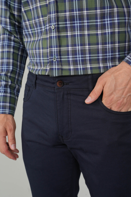 Erkek 5 Cepli Spor Pamuk Lacivert Pantolon - 3