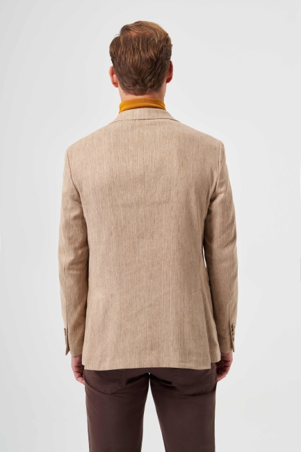 Erkek 6 Drop Kruvaze Pamuk Keten Ceket - 2