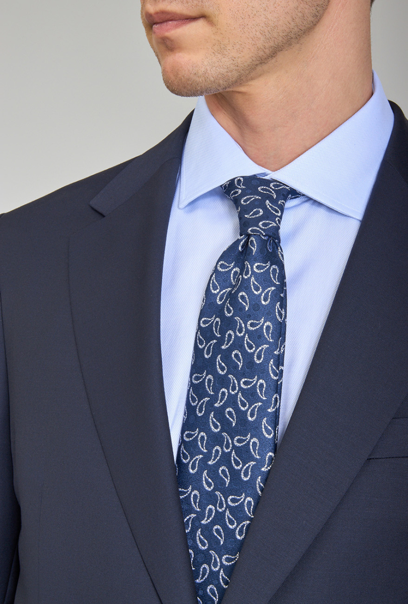 Erkek 6 Drop Mono Yaka Çift Yırtmaçlı Takım Elbise Lacivert - 4