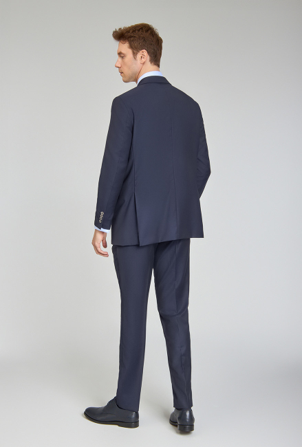 Erkek 6 Drop Mono Yaka Çift Yırtmaçlı Takım Elbise Lacivert - 6