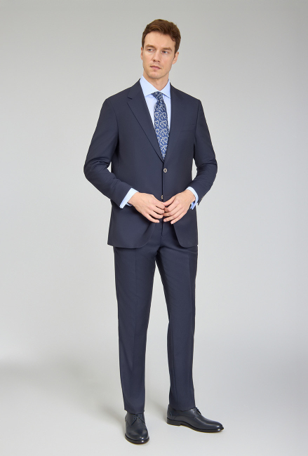 Erkek 6 Drop Mono Yaka Çift Yırtmaçlı Takım Elbise Lacivert - 2