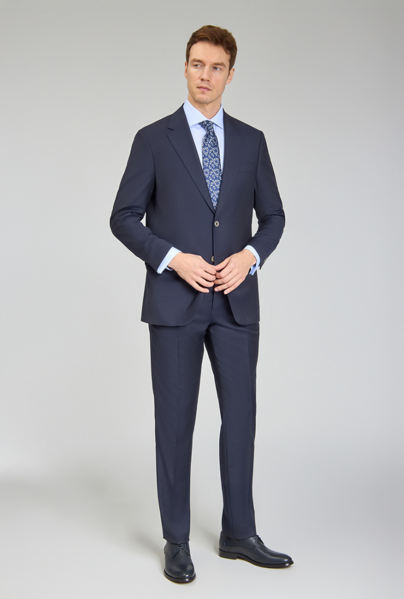 Erkek 6 Drop Mono Yaka Çift Yırtmaçlı Takım Elbise Lacivert (1)