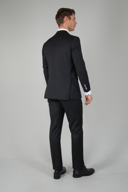 Erkek 6 Drop Mono Yaka Çift Yırtmaçlı Takım Elbise Sıyah - 2