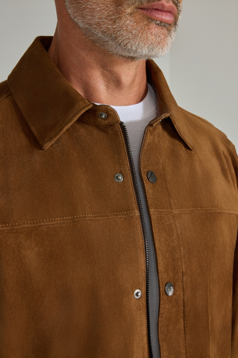 Erkek Açık-Kahve Gerçek Deri Mont - 5