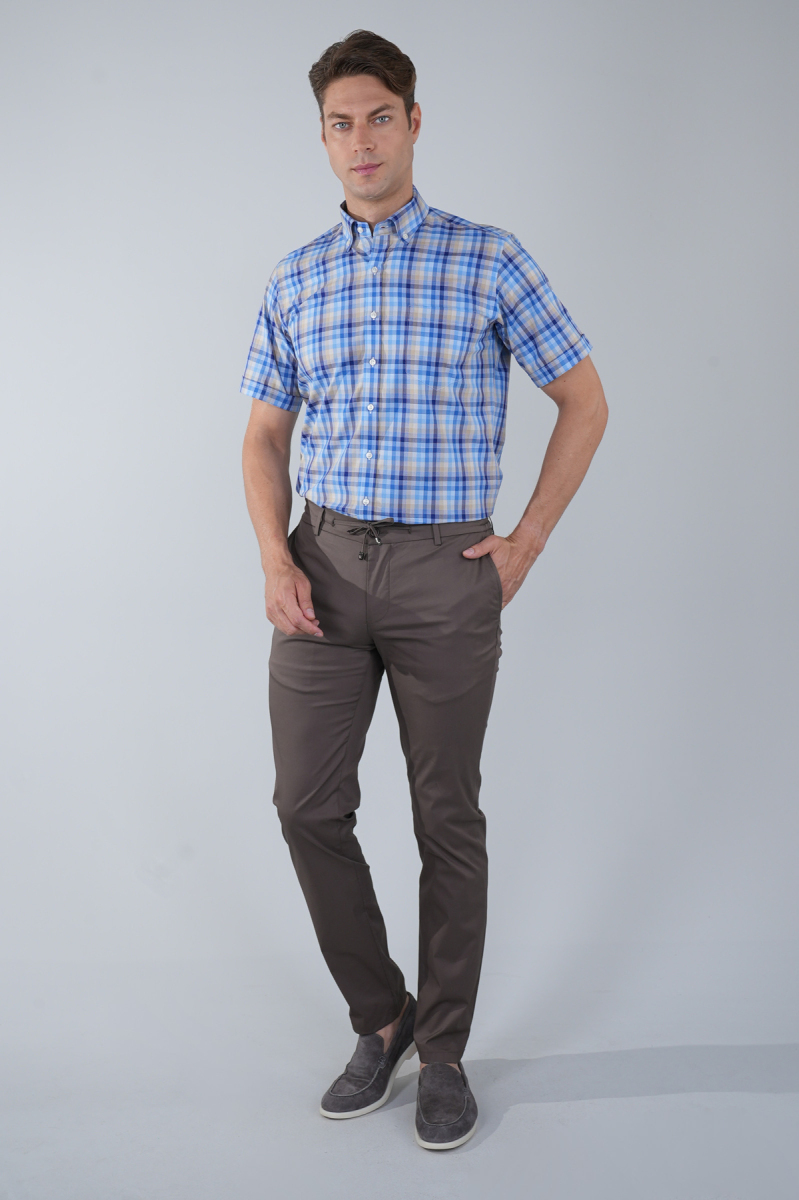 Erkek Açık Kahve Pamuklu Comfort Lastikli Bağcıklı Spor Pantolon - 5