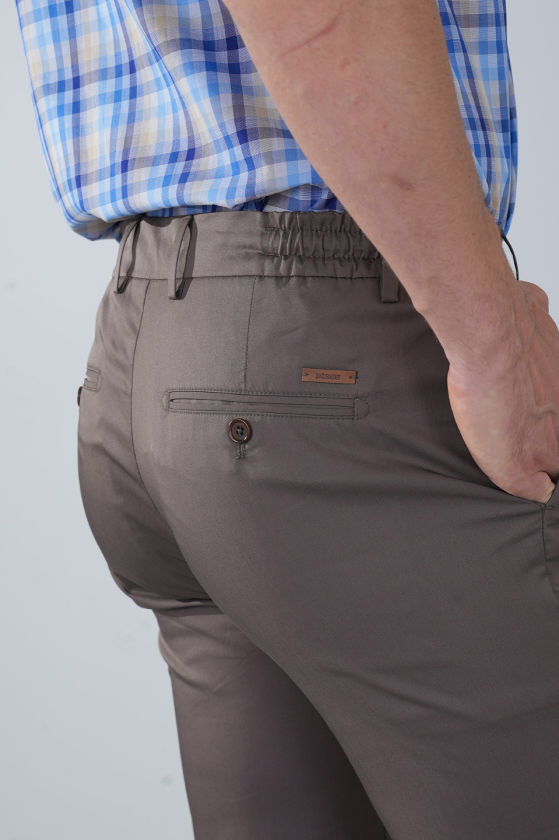 Erkek Açık Kahve Pamuklu Comfort Lastikli Bağcıklı Spor Pantolon - 3