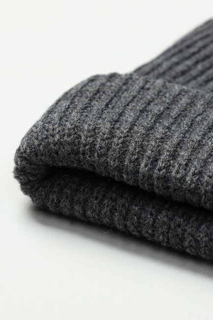 Erkek Antrasit Düz Bere Kaşkol Seti - 5