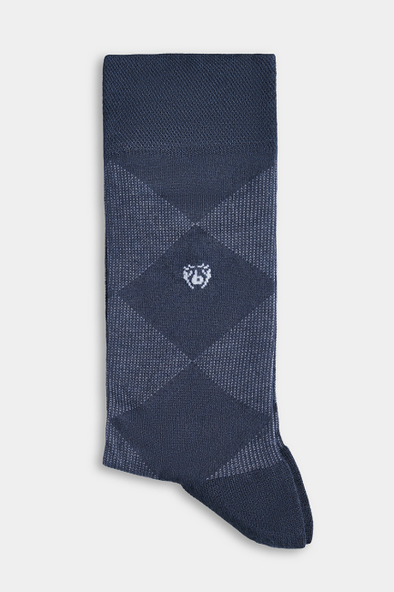 Erkek Baklava Desenli Bambu Dikişsiz Uzun Soket Çorap Antrasit Gri 