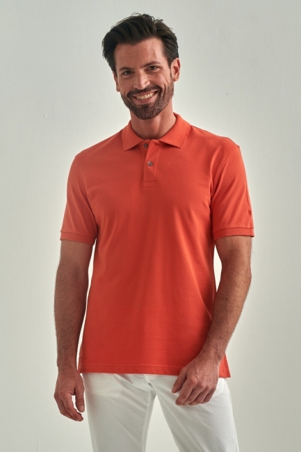 Pike Düğmeli Balenli Polo Yaka Oranj Erkek T-Shirt - 4