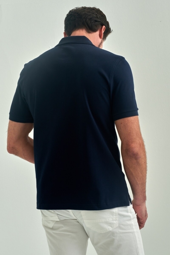 Pike Düğmeli Balenli Polo Yaka Lacivert Erkek T-Shirt - 2