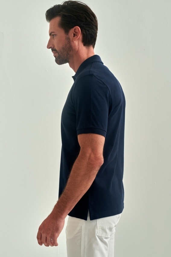 Pike Düğmeli Balenli Polo Yaka Lacivert Erkek T-Shirt - 4
