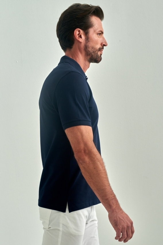 Pike Düğmeli Balenli Polo Yaka Lacivert Erkek T-Shirt - 5