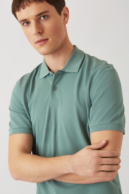 Pike Düğmeli Balenli Polo Yaka Mint Erkek T-Shirt - 3