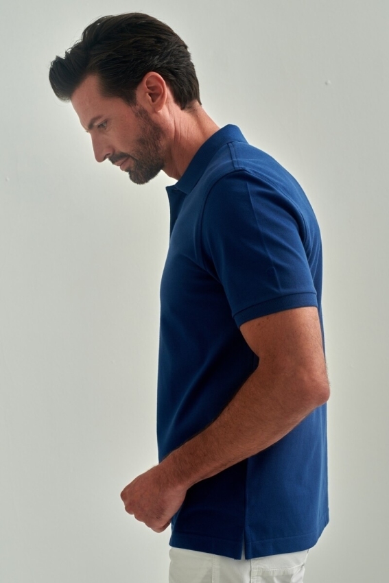 Pike Düğmeli Balenli Polo Yaka İndigo Erkek T-Shirt - 4