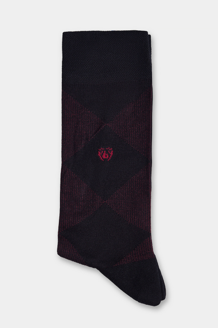 Erkek Bambu Bordo Desenli Siyah Soket Çorap - 1