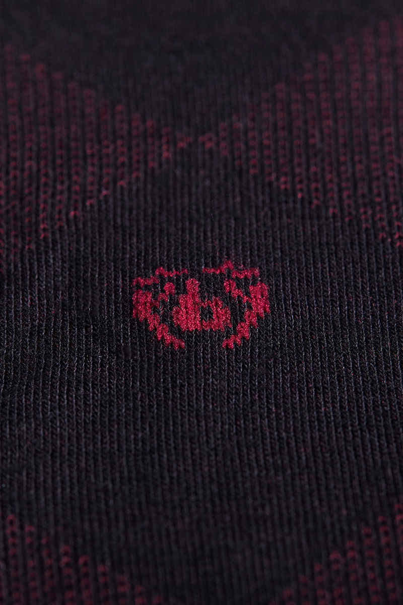 Erkek Bambu Bordo Desenli Siyah Soket Çorap (1)