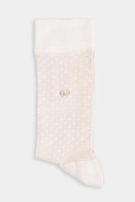 Erkek Bambu Desenli Bej Uzun Soket Çorap - 1