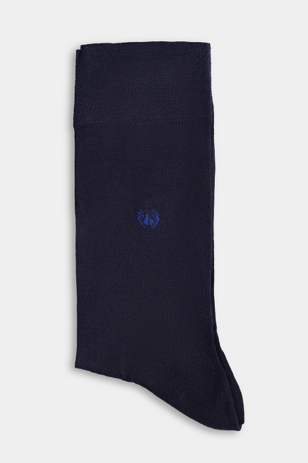 Erkek Bambu Düz Lacivert Uzun Soket Çorap - 1