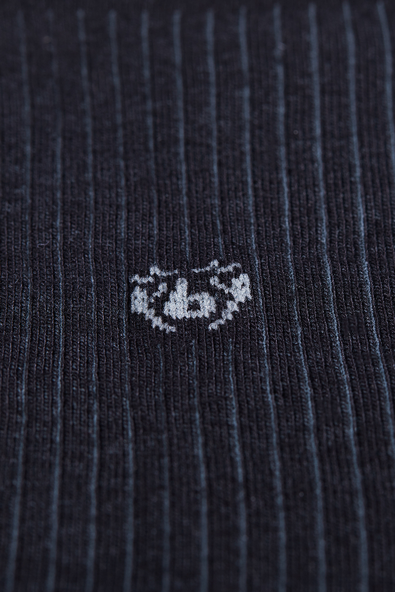 Erkek Bambu Gri Desenli Siyah Uzun Çorap (1)