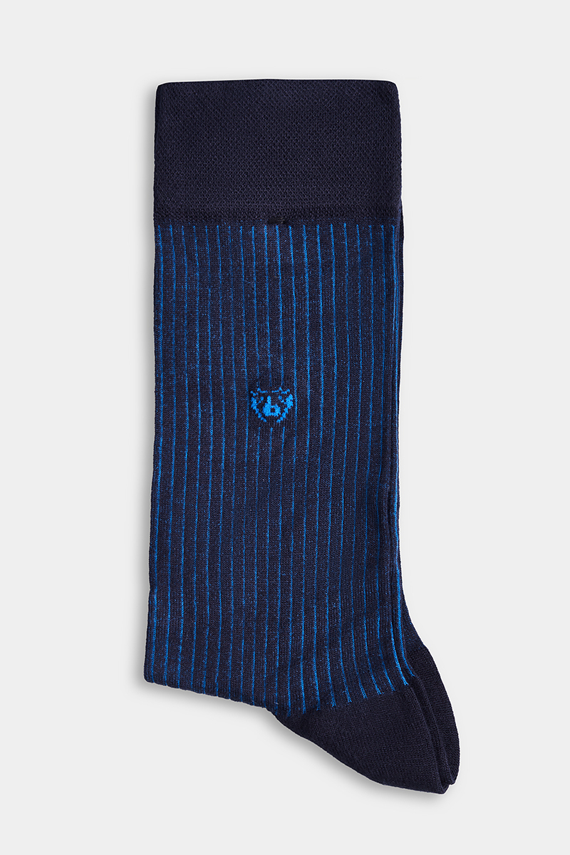 Erkek Bambu Sax Desenli Lacivert Uzun Soket Çorap