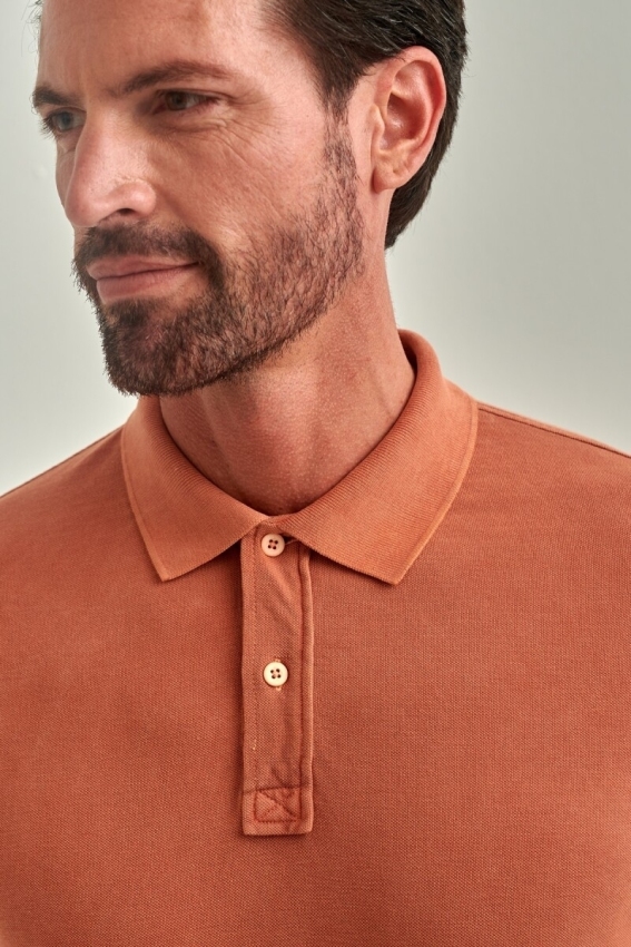 Erkek Baskılı Polo Yaka T-Shirt Kıremıt - 3