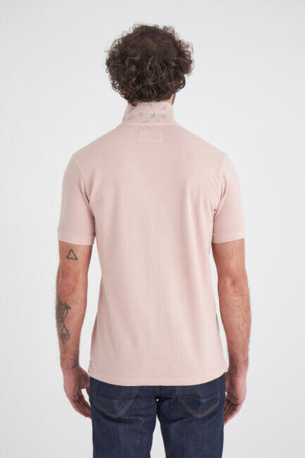 Erkek Baskılı Polo Yaka T-Shirt Pembe - 2