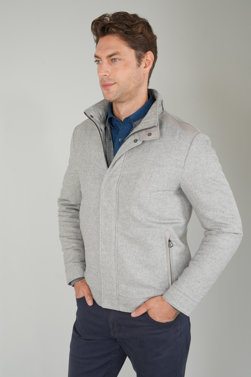 Erkek Bej Kaşe Flanel Mont (1)