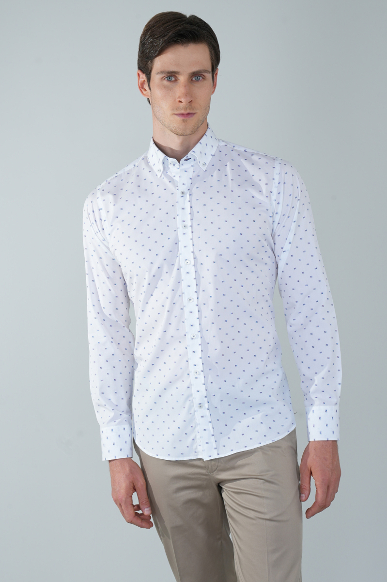Erkek Beyaz Regular Fit Paşa Yaka Gömlek