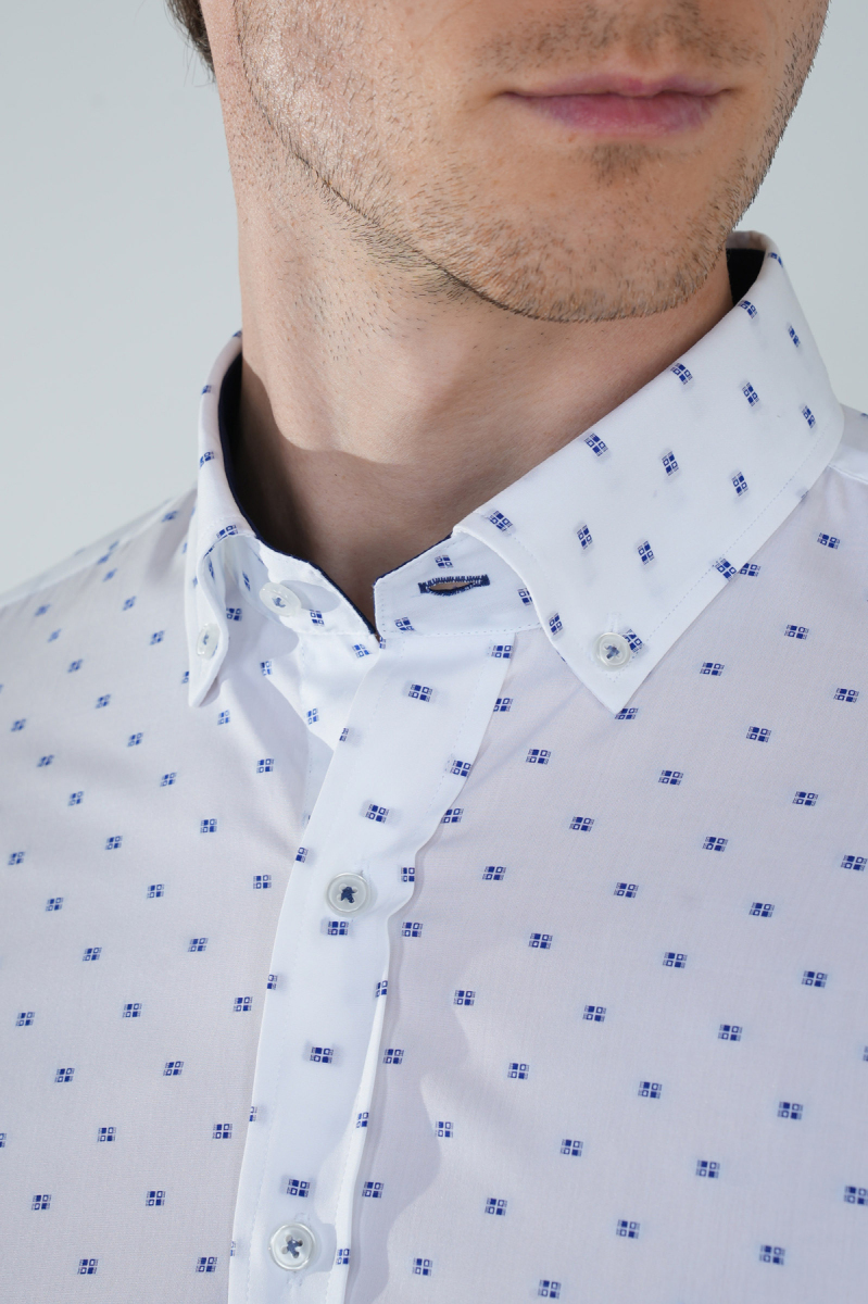 Erkek Beyaz Regular Fit Paşa Yaka Gömlek - 3